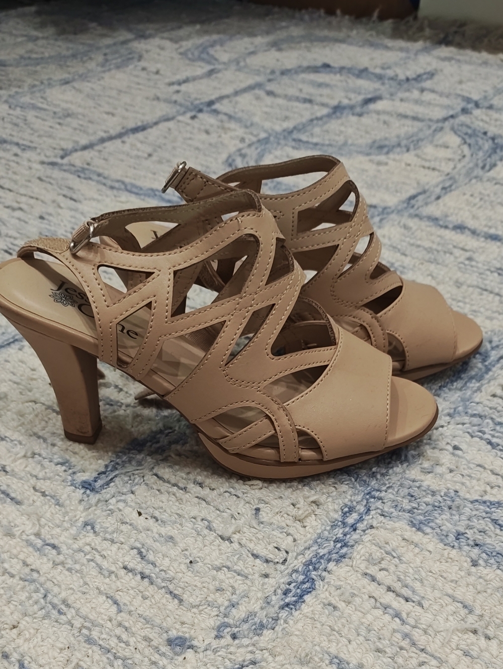 Celine Beige Cutout Strappy High Heel Sandals